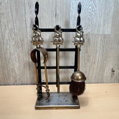 Vintage Brass Fireside Companion Set Complete with 3 Tools