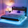 Floating Bed Frame Double Size with Charging Station and LED Lights Image 4