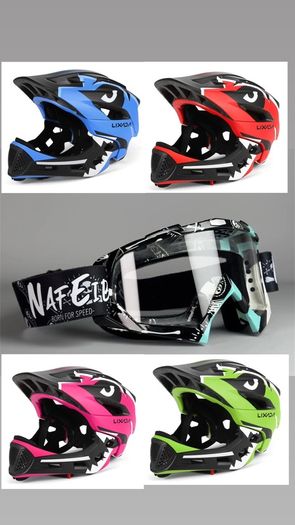 Kids 3 in 1 Full Face Helmets and Dirt Bike Goggles