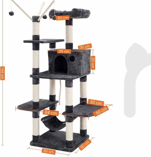 146cm Velvet Cat Tree Scratcher Post (FREE P&P)