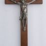 Vintage Wall Hanging Crucifix Wood Cross Heavy Metal Jesus length 12" Image 2
