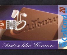 1997 Ireland 20 unit Cadbury "Tastes Like Heaven" (Schlumberger) Call Card Used