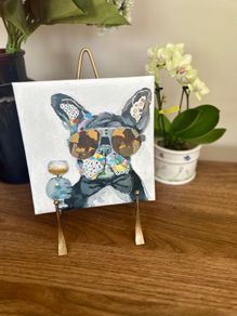 Artwork Hand paint Pug with a glass acrylic paint 20x20cm