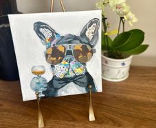 Artwork Hand paint Pug with a glass acrylic paint 20x20cm