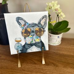 Artwork Hand paint Pug with a glass acrylic paint 20x20cm