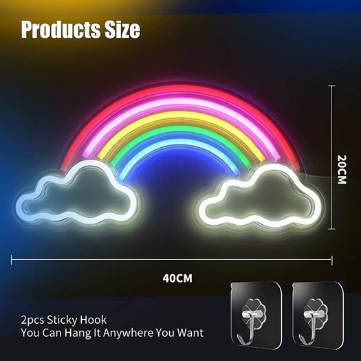 Rainbow LED Neon Light Sign USB Powered 40 x 20cm with Switch Acrylic Neon Wall Light Signs for Bedroom,Living Room,Teen Boys & Grils Game Room Decor (FREE POSTAGE)