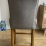 Grey upholstered Bar Stools with Oak Legs (x3) Image 7