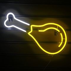 Fried Chicken Leg Neon Signs LED Light Sign for Wall Yellow (15.7 inches x 11.4 inches)