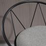 Set of 2 Neo-Retro Bar Stools, Adjustable, 360 Swivel with Metal Footrest, Black Frame, Gray Linen Image 4