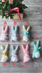 Easter Bunnies. Ester decoration. Very soft pocket toy for children.