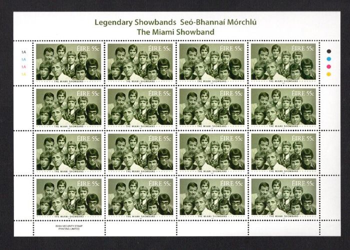 2010 Ireland Showbands The Miami Showbands Commemorative Stamps Sheetlet Plate 1A1A1A1A Mint Never Hinged (MNH)