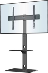 NEW SALE | Universal Floor TV Stand for 30-70 inch LED OLED LCD Plasma Flat Curved Screens, Height Adjustable Tall TV Stand with 2-Tier Tempered Glass Shelves up to 40KG, Max VESA 600x400mm
