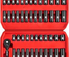 1/4-Inch Drive Impact Socket Set, 52 PCS Mechanic Tool Set with Ratchet & Adapter, CR-V, Metric and Standard Full Sockets with Storage Tool Kit for Household & Automotive Repair & DIY Project
