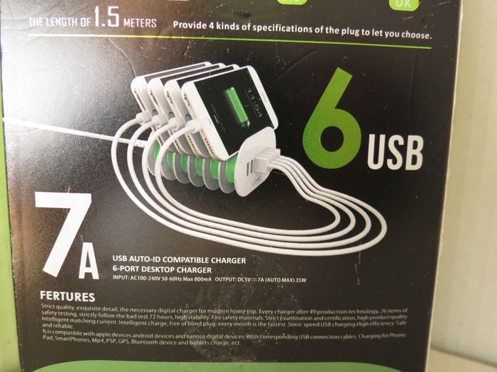 NEW>> 6 Port Desktop USB Charger - 7A