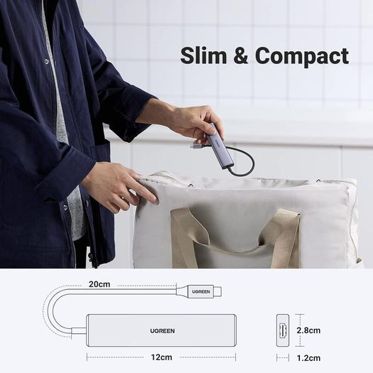 C Hub, Revodok 5-in-1 USB Hub for Laptops, 4K HDMI to USB-C Adapter, 100W PD, 3 USB-A Data Ports, Aluminum Compact Multiport Adapter for MacBook Air/Pro, HP, Dell, iPad, Galaxy Dex