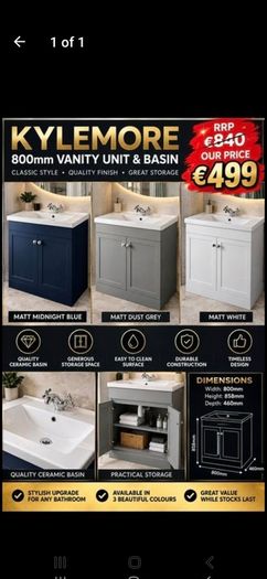 Kylemore 800 floor standing unit basin huge saving