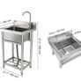 Stainless Steel Utility Sink, 1 Compartment Free Standing Small Sink Include Faucet & legs, 40.6 x 33 x 22.1 cm Image 7
