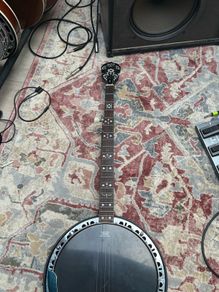 5 String banjo - with picking and sliding capo for high G string.
