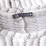 Zara Cream White Black Pinstripe Quilted Short Sleeve Shift Midi Dress Size S Image 5