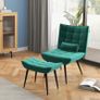 Accent Chair with Footstool Set, Tufted Upholstered Armless Lounge Chair with Pillow and Steel Legs for Living Room, Bedroom, Green Image 9