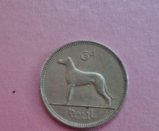 Old 1961 Irish 6 pence coin