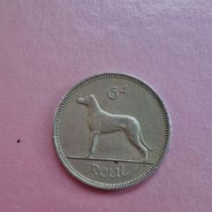 Old 1961 Irish 6 pence coin