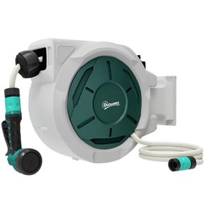 Wall-Mounted Garden Hose Reel 30 m x 13 mm Automatic Retractable Water Hose Reel gray
