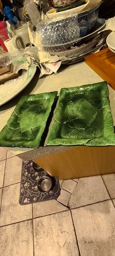 Set of 2 La Ceramica VBC Italy Grape Leaf Trinket Dish Numbered 9697/18 / 30.00 euro each or set of 2 for 50.00 euro