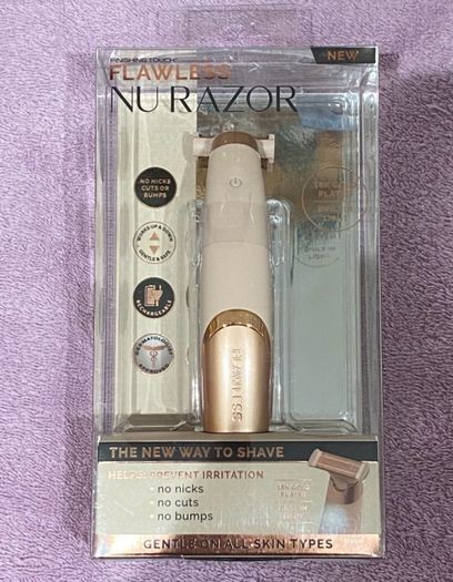 Finishing Touch Flawless Nu Razor Rechargeable 18k Gold Plated Electric Dry Shaver BNIB