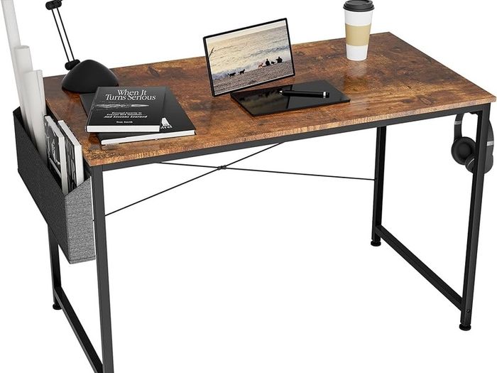 FREE EXPRESS SHIPPING Writing Computer Desk, Office Work Desk for student and worker, Laptop Table with Storage Bag and Headphone Hook,Modern Simple Style Desks for Bedroom, Home