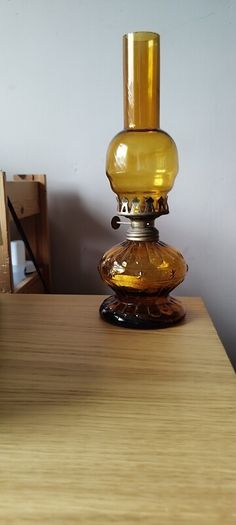 Vintage amber oil lamp
