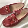 New Womens Red Leather Moccasin Shoes Size 8 or 42 Image 8