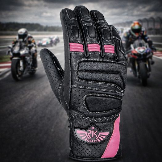 Women's Premium Genuine Leather Motorcycle Gloves Breathable Touring, Racing & Street Bike Gloves