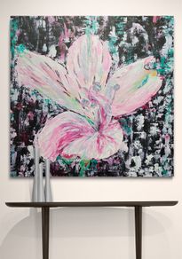 Contemporary Abstract Hand-painted One of a Kind Acrylic Lily Painting