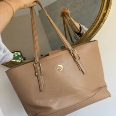 Tommy Hilfiger beige light brown camel coloured laptop bag