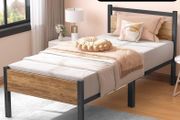 Single Bed Frames with Wood Headboard
