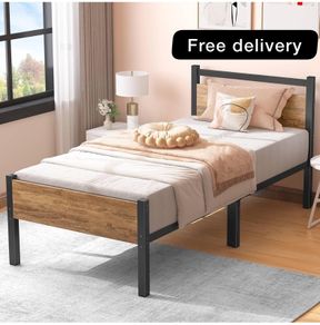 Single Bed Frames with Wood Headboard