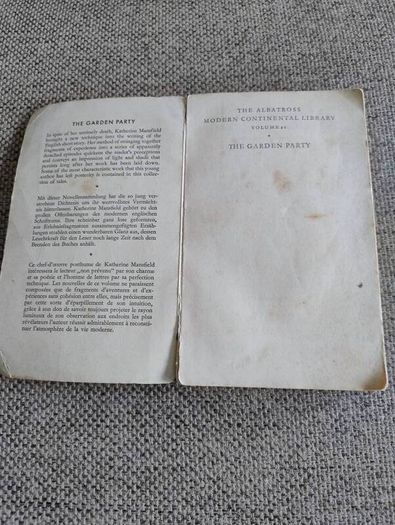 The Garden Party by Katherine Mansfield 1932 The Albatross in good used condition with wear on the cover see photos FREE STANDARD POSTAGE INCLUDED