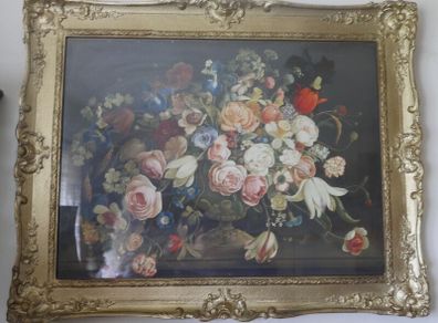 Vintage Still Life with Flowers | Antique Floral Print | Moody Rustic Fine Art 32" x 26,5"
