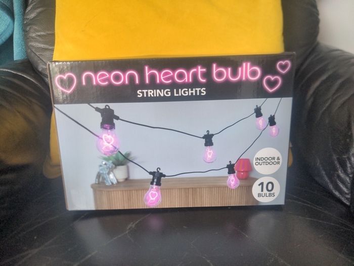 Neon Heart Bulb String Lights