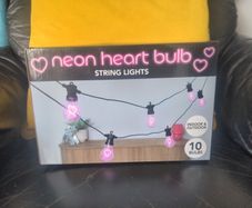 Neon Heart Bulb String Lights