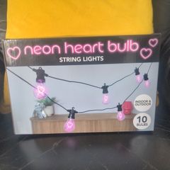 Neon Heart Bulb String Lights