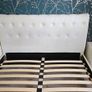 Faux white leather king size bed frame with bamboo mattress and 2 bedside lockers Image 2