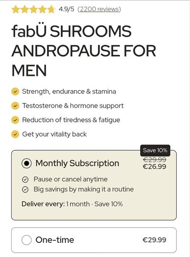 FABU Vitamins And Minerals Capsules, Shrooms, Andropause For Men