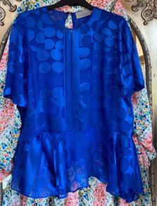 Preen By Thornton Bregazzi Royal Blue Silk Blouse Size Medium
