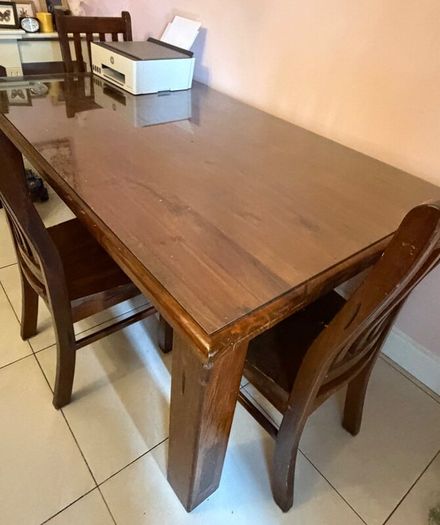 Antique Dining Table with Glass Top Cover