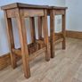 Pair of Vintage Solid Oak School Lab Stools Perfect Counter Height Image 3