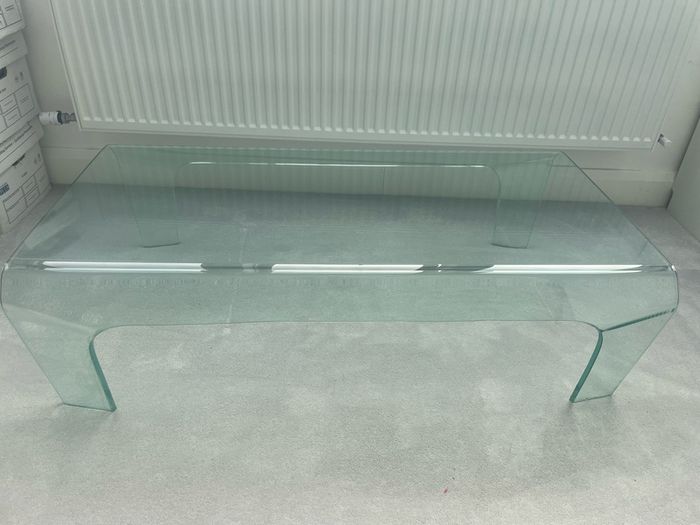 tempted glass coffee table waterfall, no sharp corners