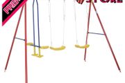 Metal Swing Set with 2 Seats Glider A-Frame Stand Adjustable Hanging Rope for Backyard (FREE SHIPPING)