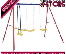 Metal Swing Set with 2 Seats Glider A-Frame Stand Adjustable Hanging Rope for Backyard (FREE SHIPPING)
